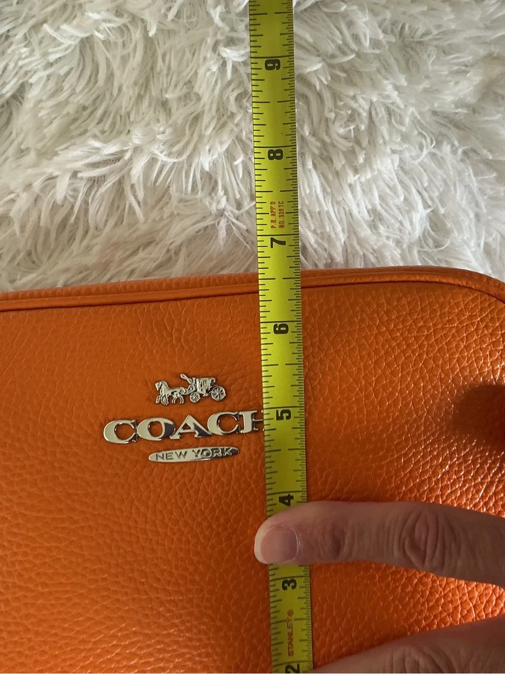 Coach Pebbled Leather Crossbody Camera Bag in Orange with Branded Strap